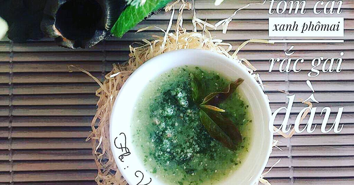 Ăn dặm-Cháo tôm cải xanh phômai rắc gai dầu