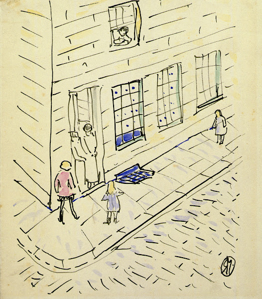 Figures in a doorway