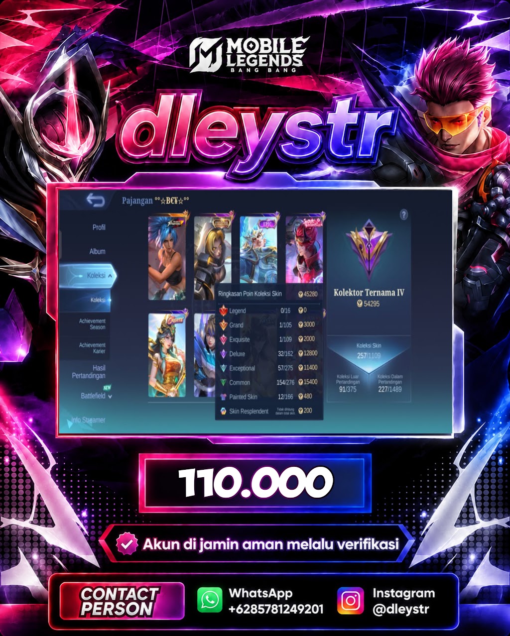Akun Mobile Legends DLS-007