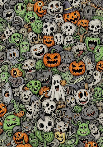Whimsical Halloween Doodle Collage