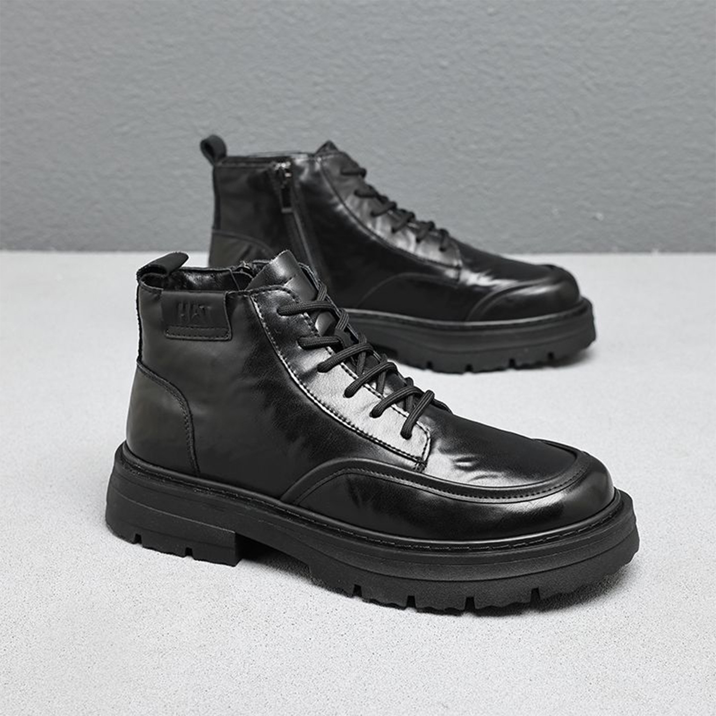 Herren-Martinsstiefel, gefüttert, Plateau-Sohle