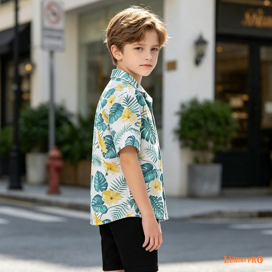 AOP MEG Brazilian Collar Shirt Made Of Children's Bamboo Hemp
