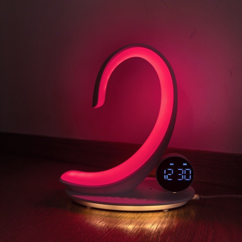 C-förmige LED-Stimmungsleuchte mit Digitaluhr und Rotlicht