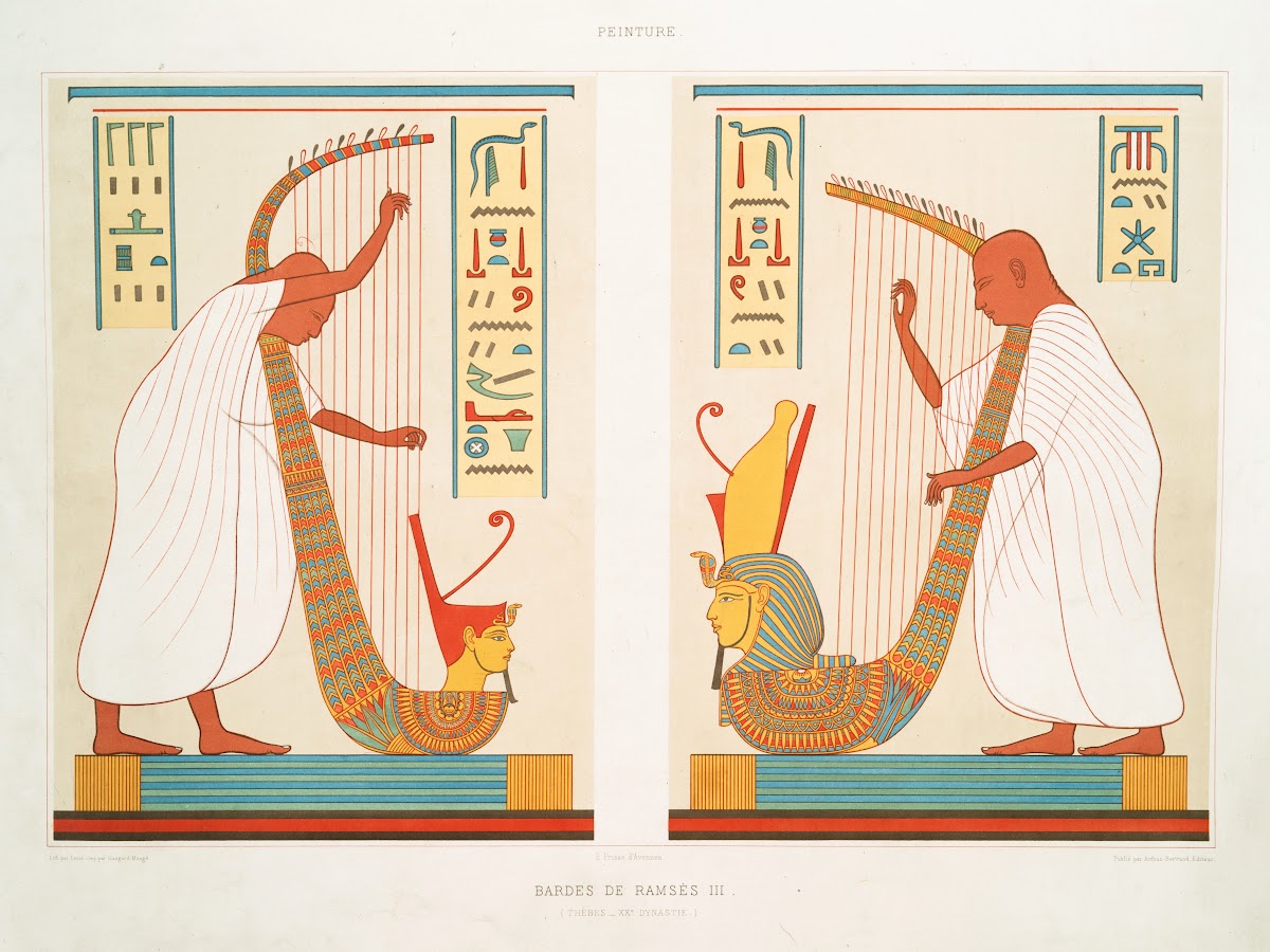 Peinture bardes de Ramsès III Thèbes  XXe dynastie 1878