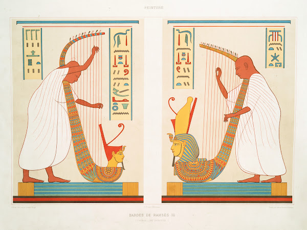 Peinture bardes de Ramsès III Thèbes  XXe dynastie 1878
