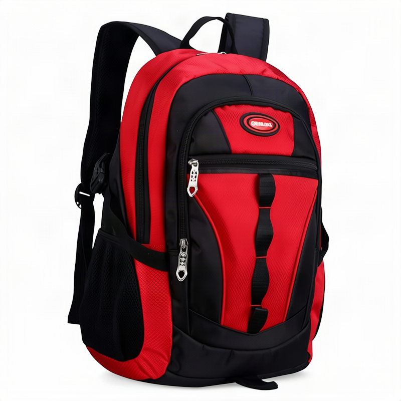 Student backpack, polyester, striped pattern