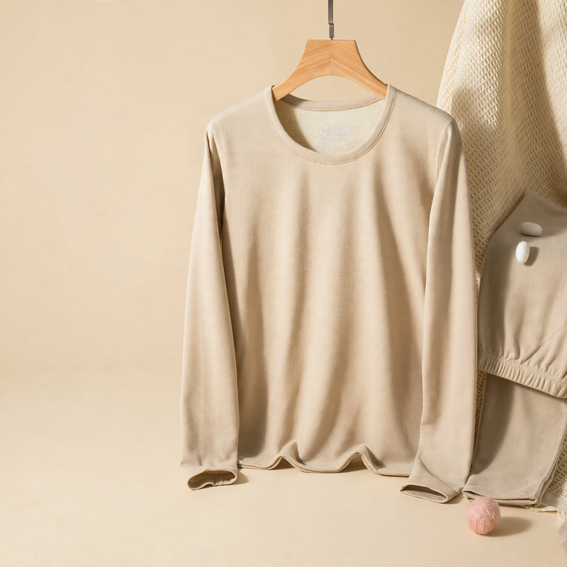 Thermal underwear set for women and men, lined, round neck