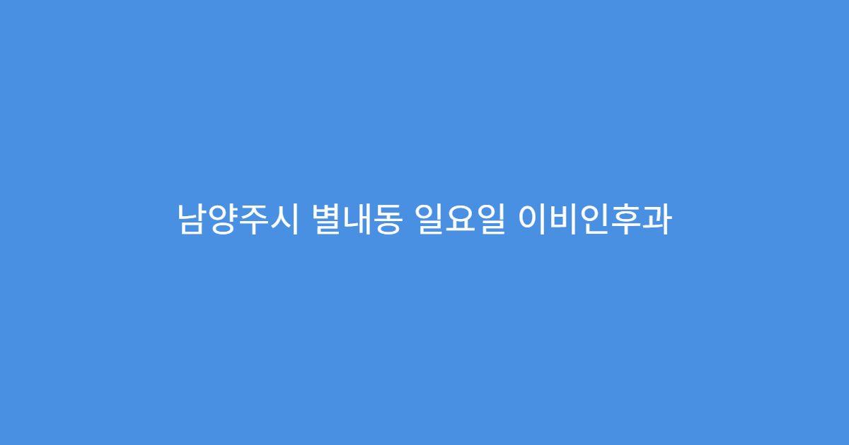 남양주시 별내동 일요일 이비인후과 중이염 코막힘 치료