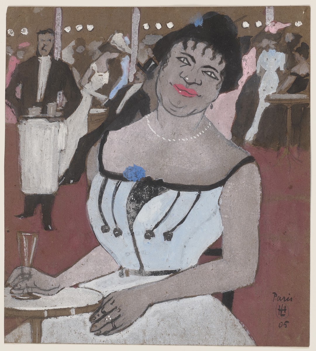 Schwarze Frau auf einer Abendgesellschaft 1905