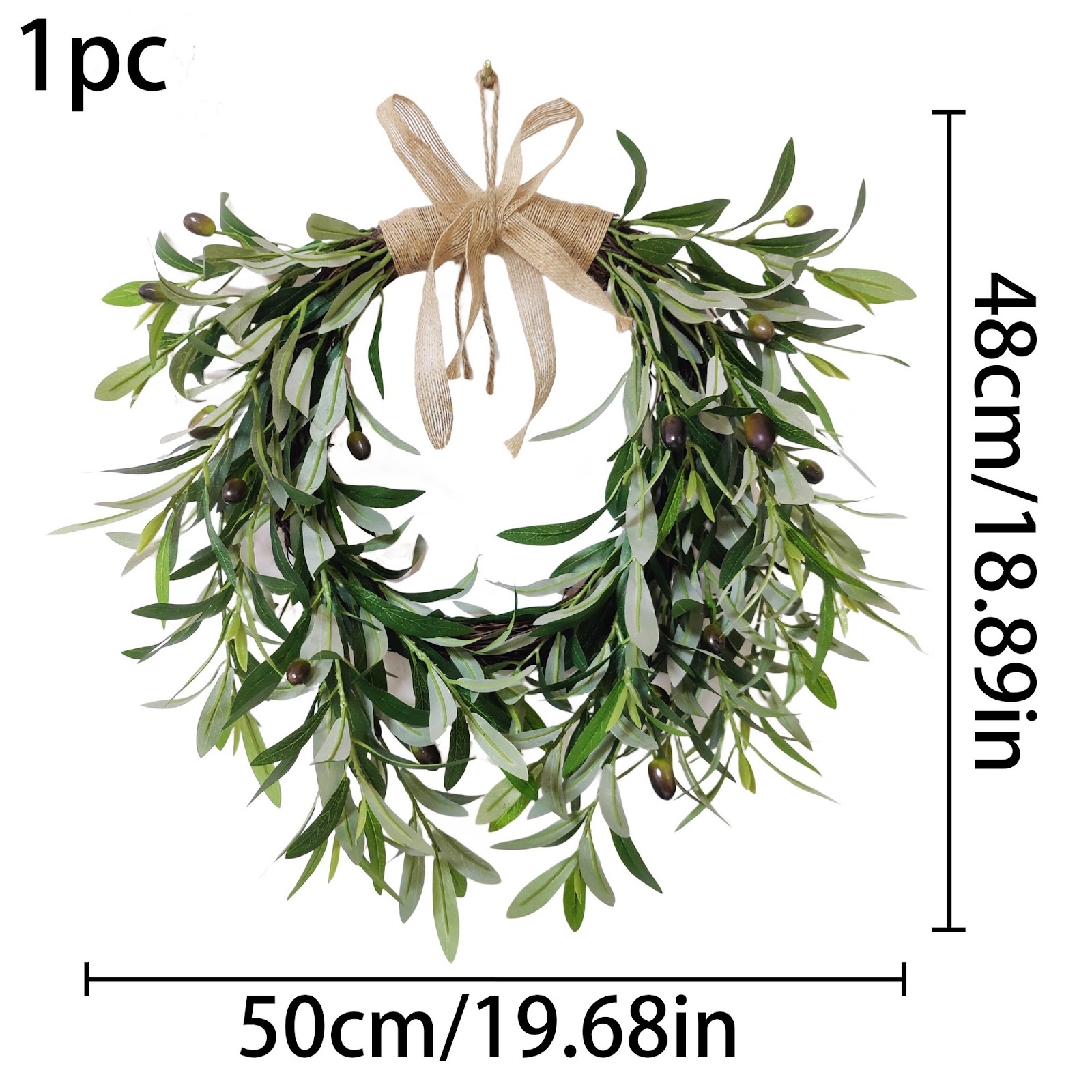 Artificial Olive Branch Wreath for Year-Round Use
