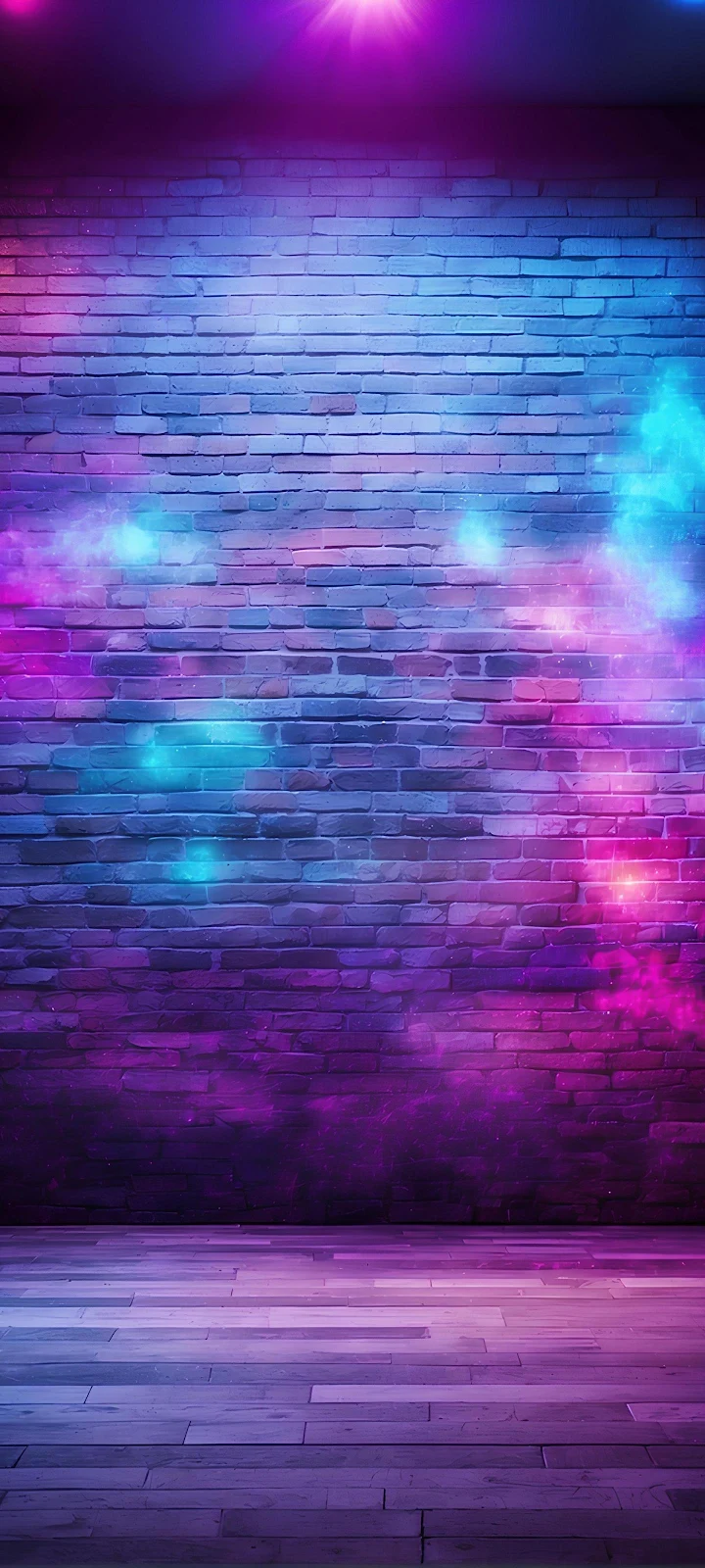 Neon Lit Brick Wall Background - Neon Digital Art 2K iPhone Wallpaper (1440x3200)