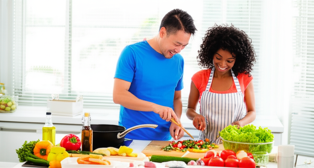 함께 웃으며 즐거운 시간을 보내는 부부