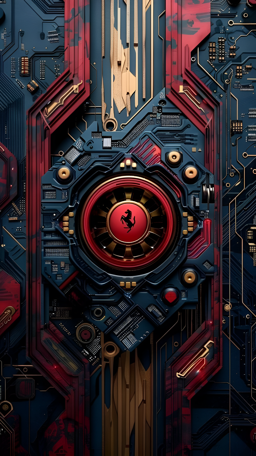 Ferrari Tech Circuit Board Design Art - Free 4K mobile Wallpaper