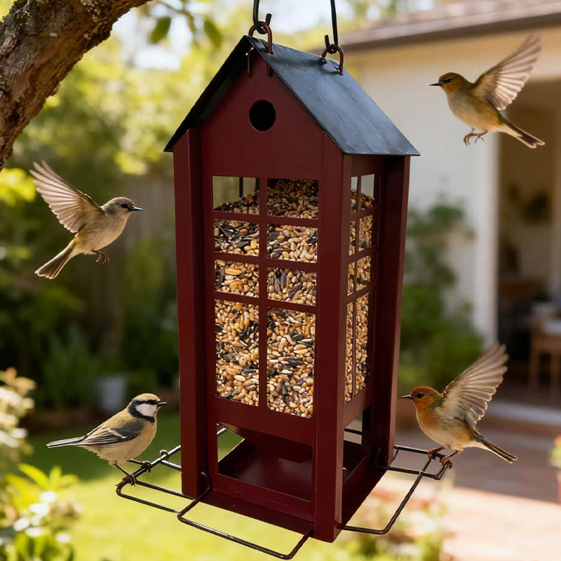 Hängendes Metall-Vogelhaus als Futterstelle