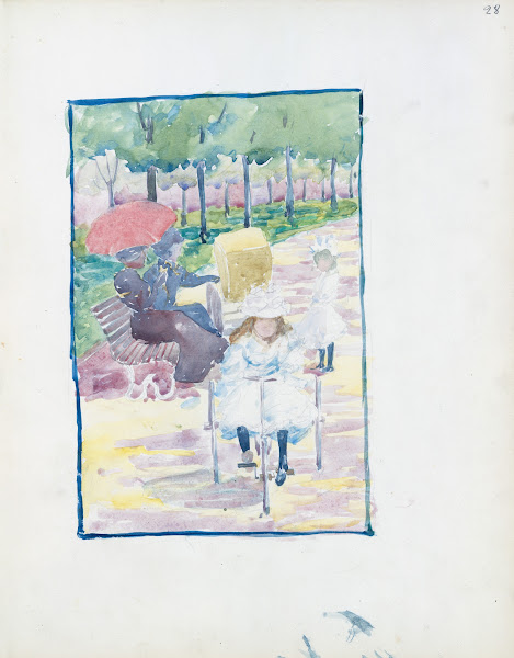 A girl riding a tricycle in the park 18951897