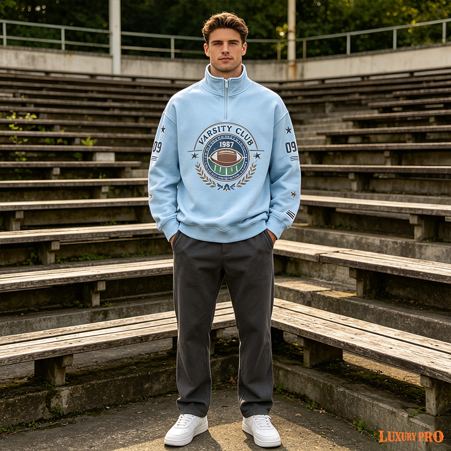 2D Suede Half‑Zip Sweatshirt