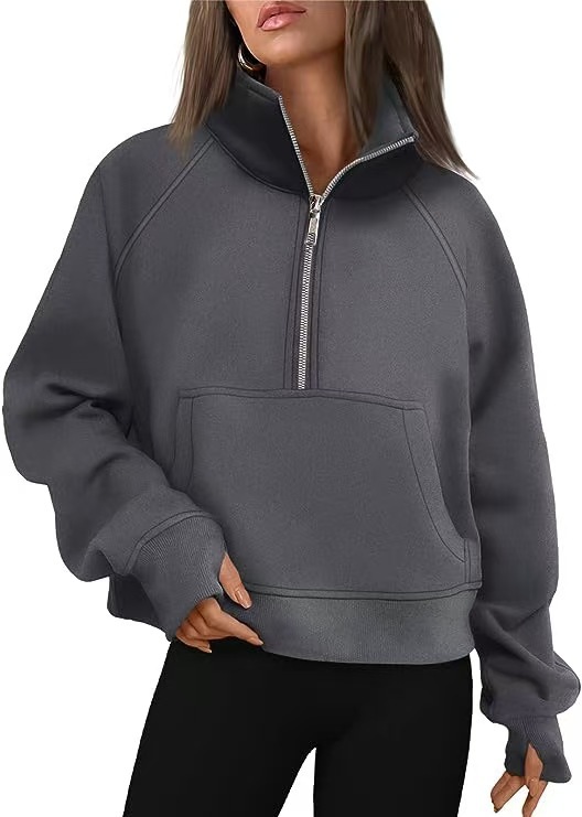 Damen-Sweatshirt mit Reißverschluss und Raglanärmeln