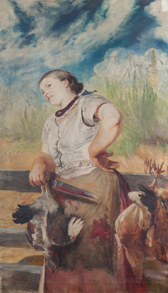 Woman Slaughtering Hens 1895 1899