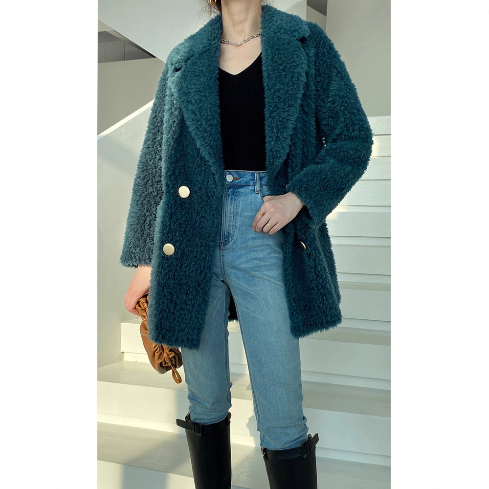 Mid-length lambskin coat, various colors