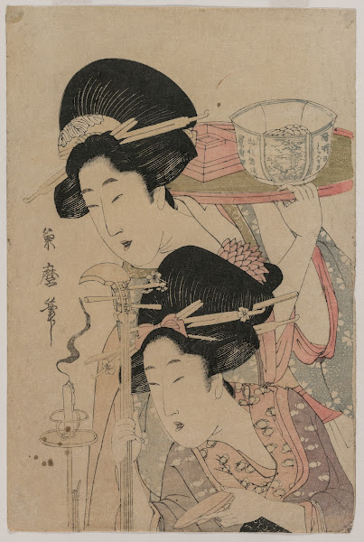 Two Geishas Beside A Candle Mid 1800s