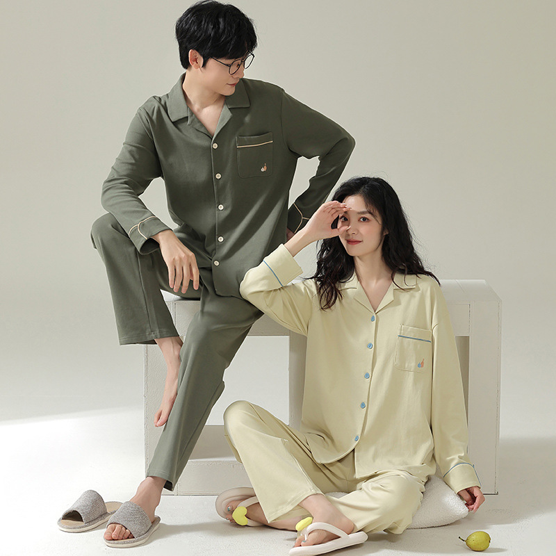 Couple Pajama Set, long-sleeved, simple design