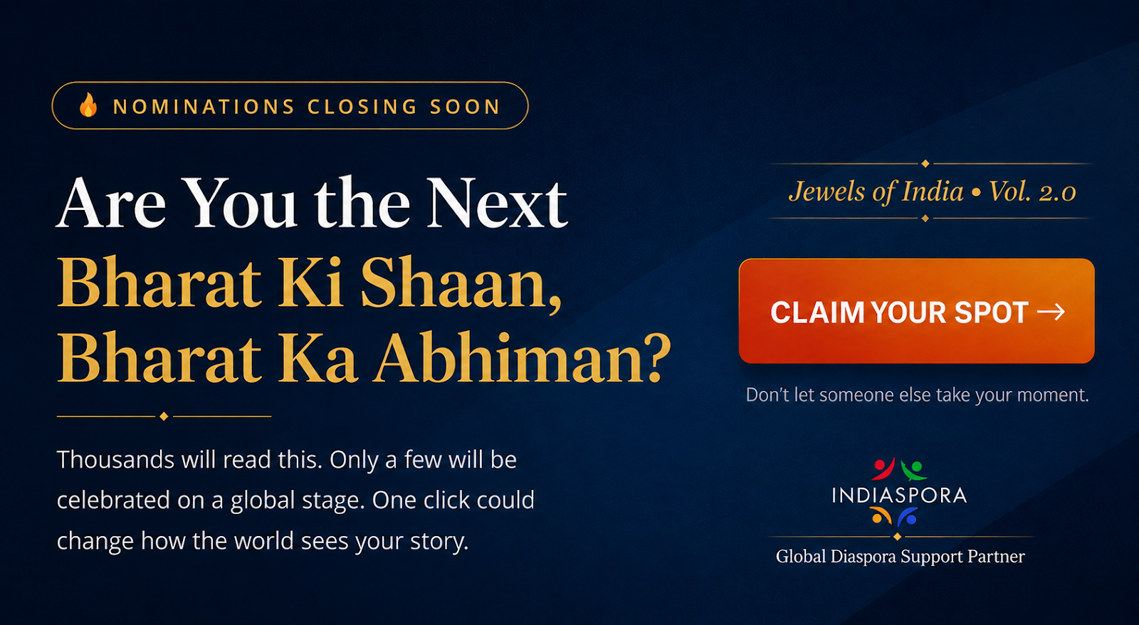 Jewels of India Vol. 2.0 - Nominations Closing Soon