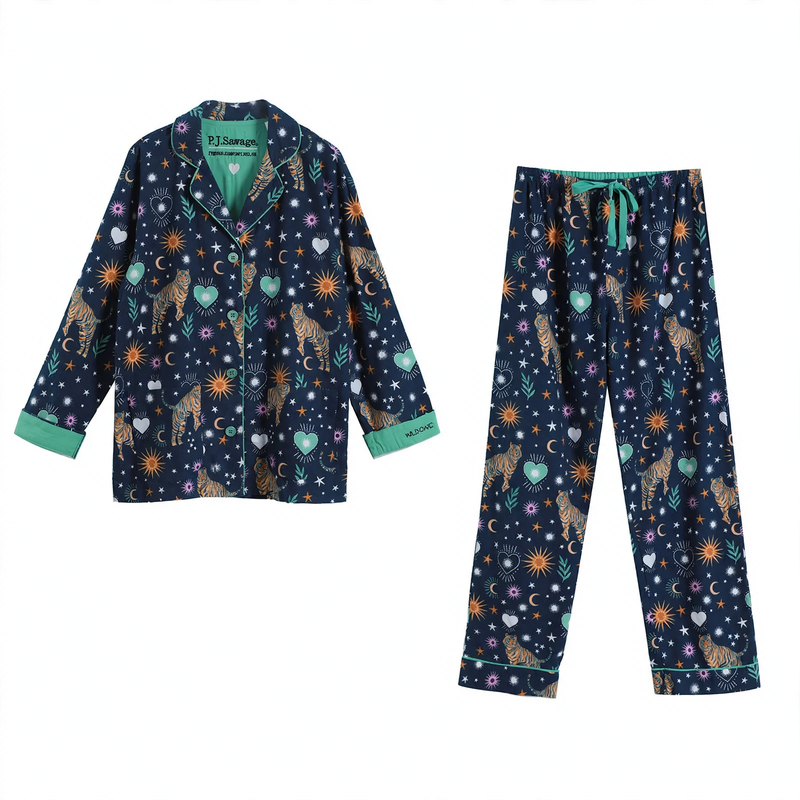 Women's Pajamas, Cotton, Double-Sided Brushed, Warm