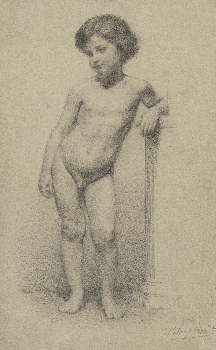 Knabenakt ganze Figur von vorne 1856