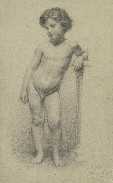 Knabenakt ganze Figur von vorne 1856