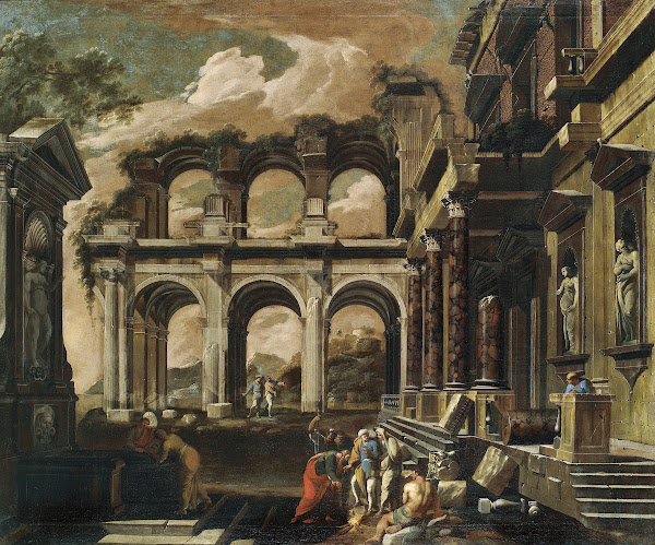 A Capriccio Of The Internal Courtyard Of A Ruined Palace With The Miracle Of Sai