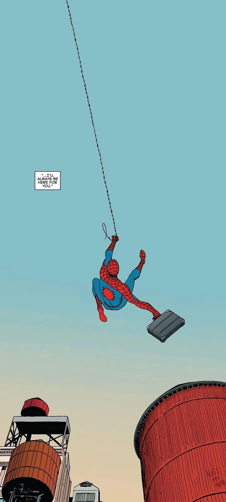 Spider-Man Swinging With Briefcase - Comic Book Art Full HD iPhone Wallpaper (1080x2401)