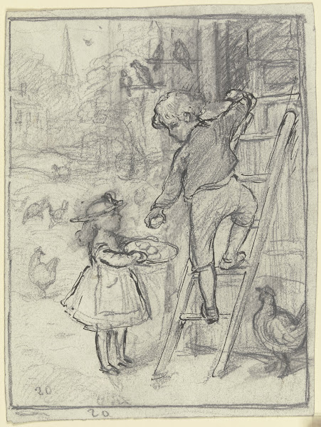 Junge und Mädchen beim Eierholen 1872 1874