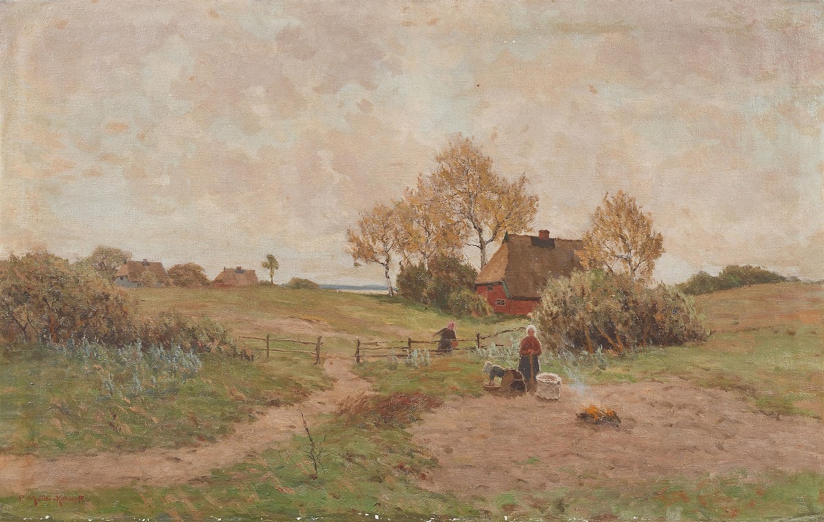 Landschaft mit Kartoffelfeuer