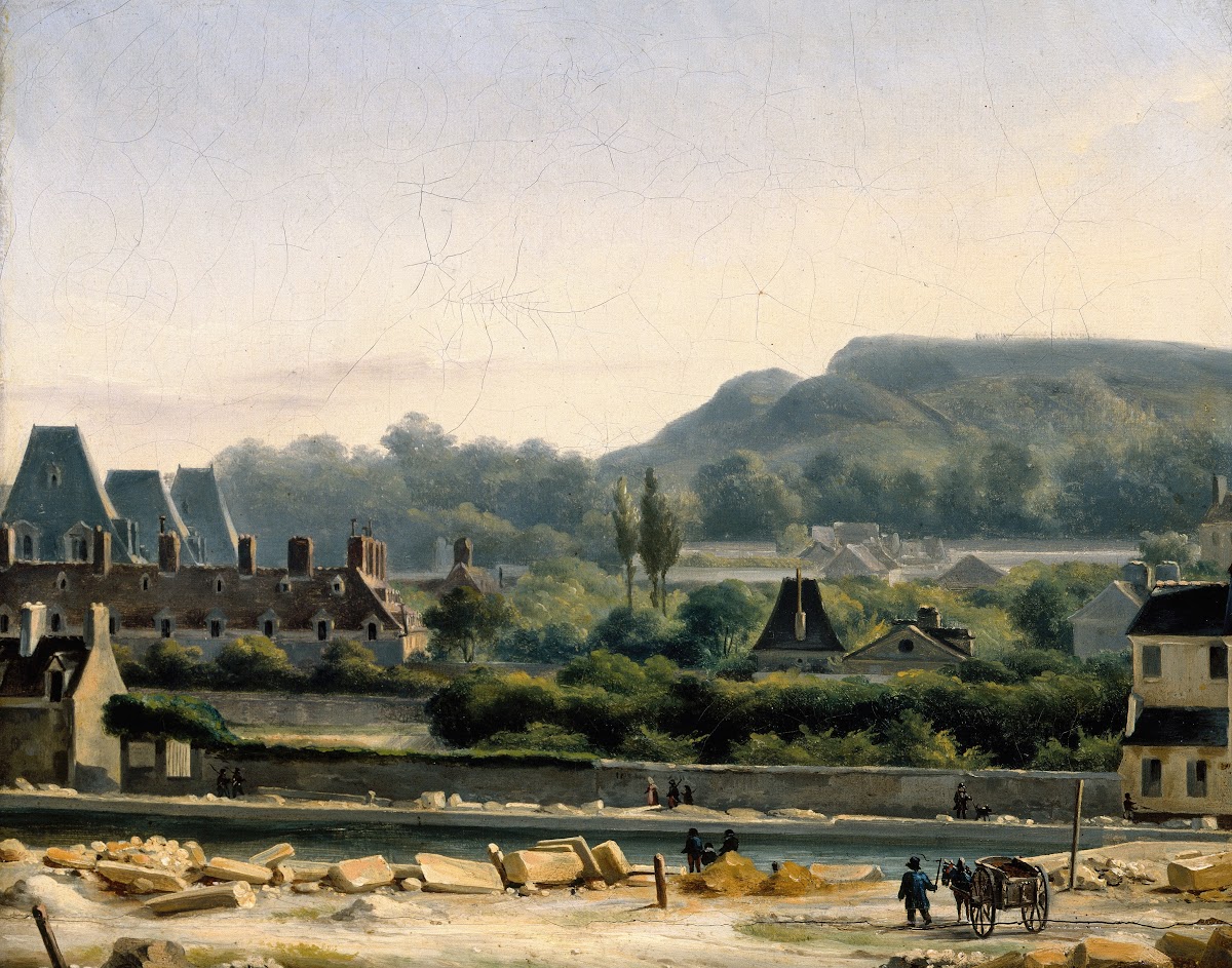 Vue de Lhôpital Saint Louis et des Buttes Chaumont 1830