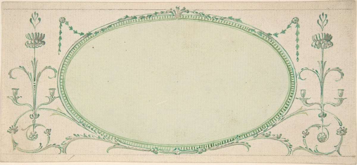 Design for a Mirror in the Form of a Horizontal Oval Elevation mid 18thearly 19t