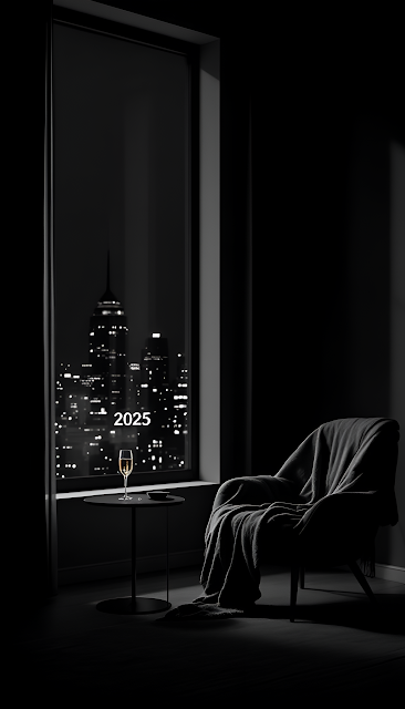 Silent Night with Champagne and City View Marking 2025 - Free mobile Wallpaper