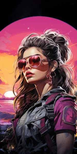 Synthwave, Retrowave, Sunglasses, Portrait 4K iPhone Wallpaper Background