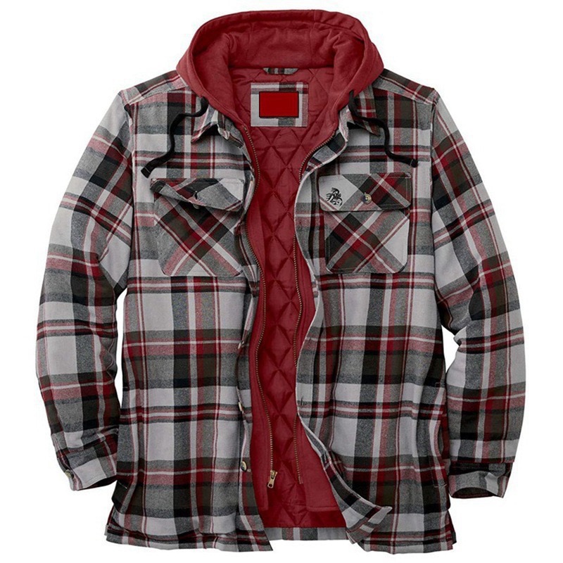 Men's Hooded Jacket, Checkered, Fleece-lined