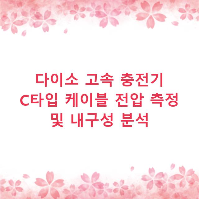 다이소 고속 충전기 C타입 케이블 전압 측정 및 내구성 분석
