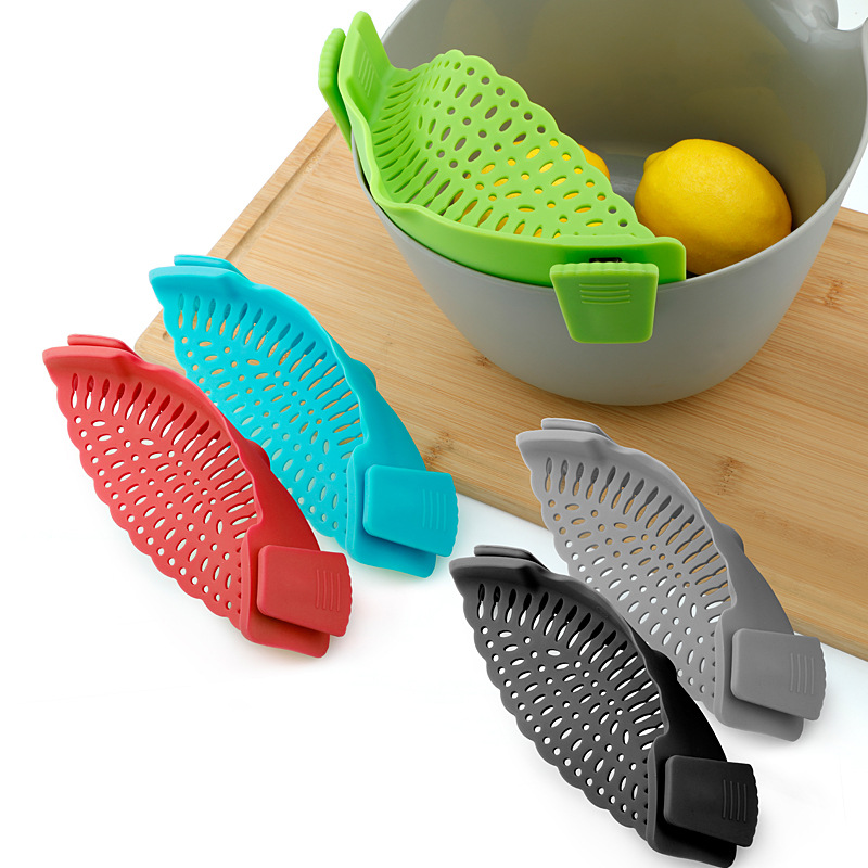 Silikonsieb zum Anklemmen an Topfrand