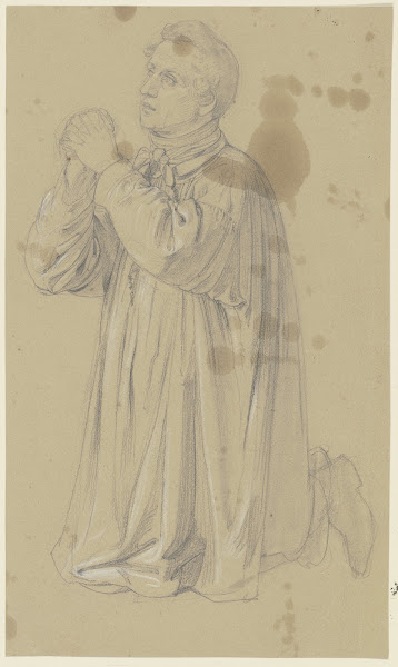 Kneeling praying farmer