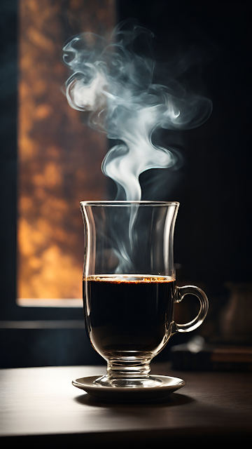 Steaming Dark Coffee in Glass Mug Vertical - Free mobile Wallpaper
