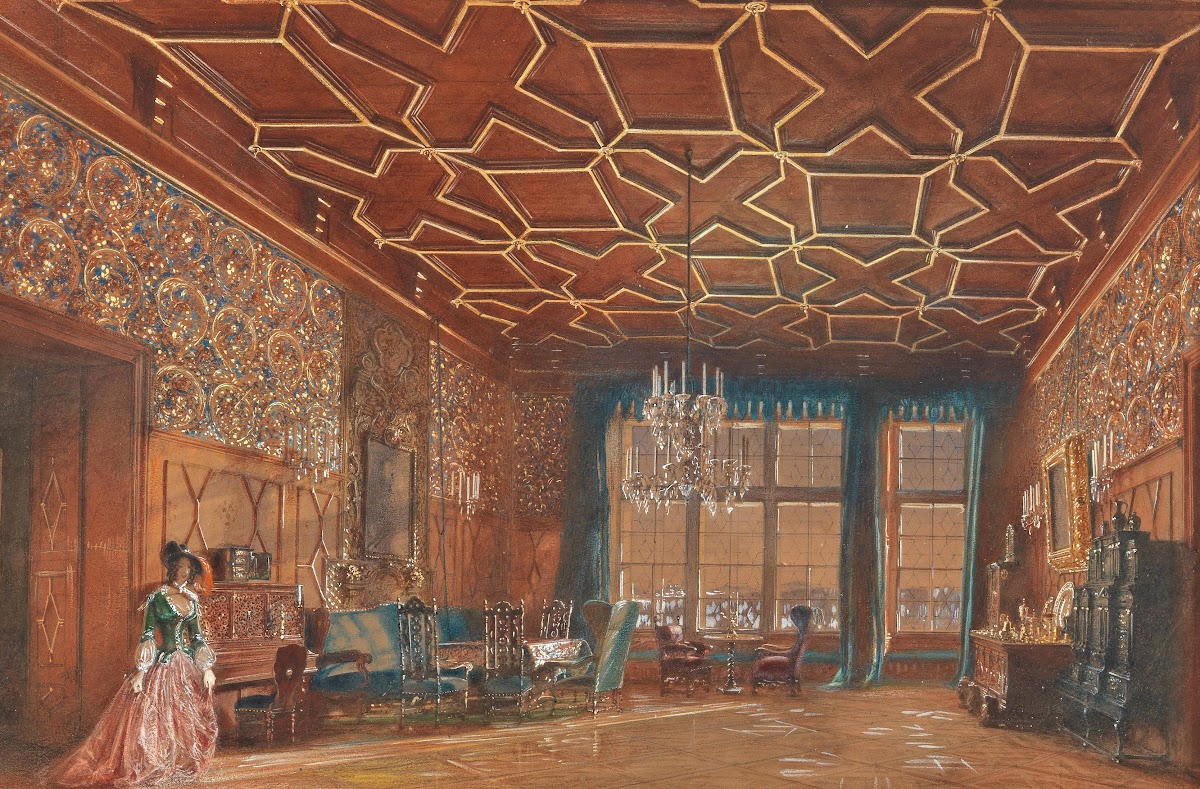 An interior in Rožmberk Castle 1856