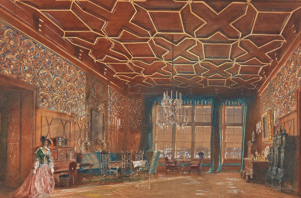 An interior in Rožmberk Castle 1856