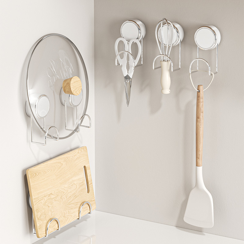 Suction cup storage basket for kitchen, iron and sponge