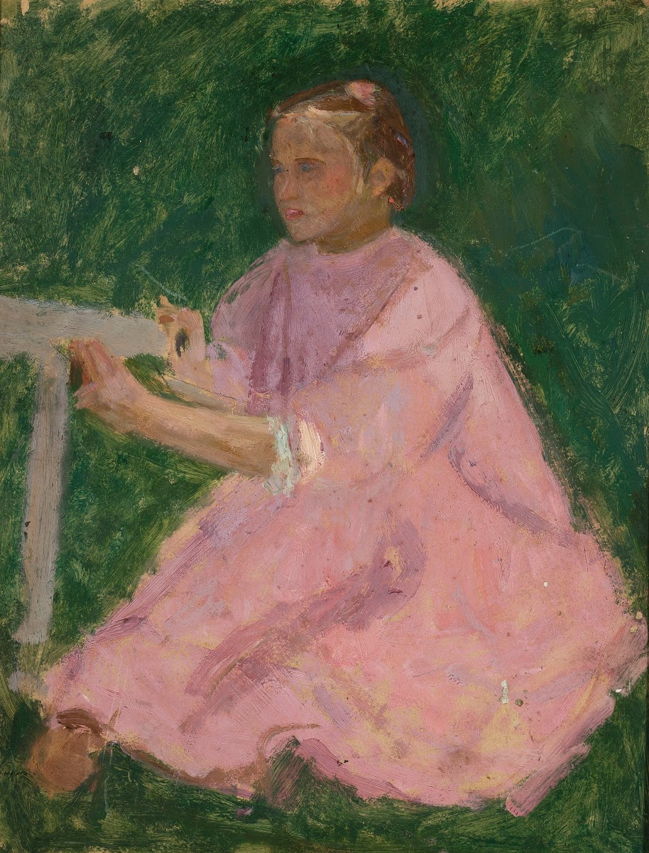 Dziewczynka w różowej sukience 1910