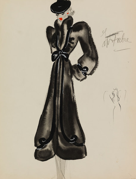 Manteau noir avec noeud sur le devant 1938