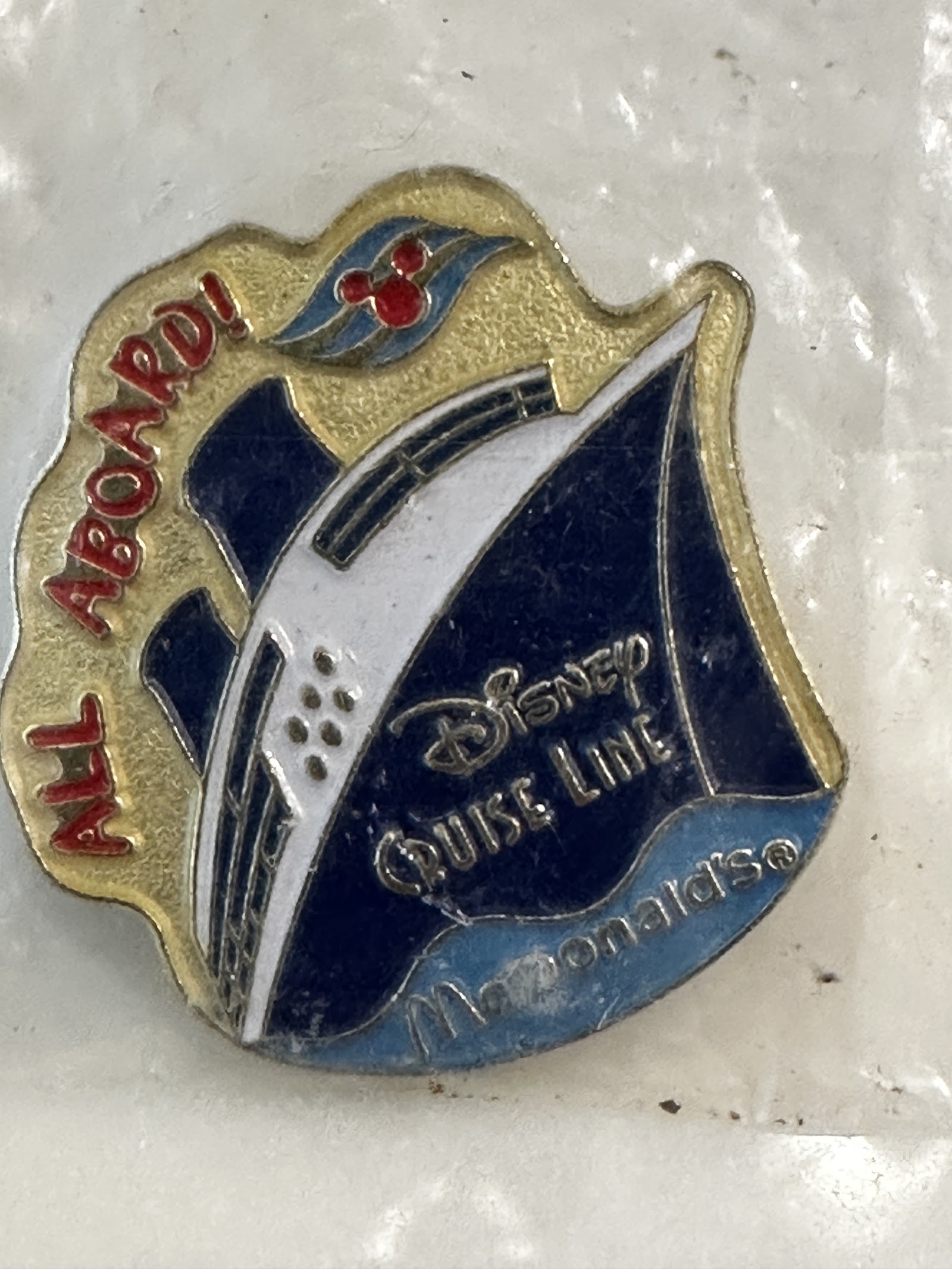 Disney enamel metal trading pin approximately 1.5 inches, 2000s era, showing light wear, displayed against a neutral background
