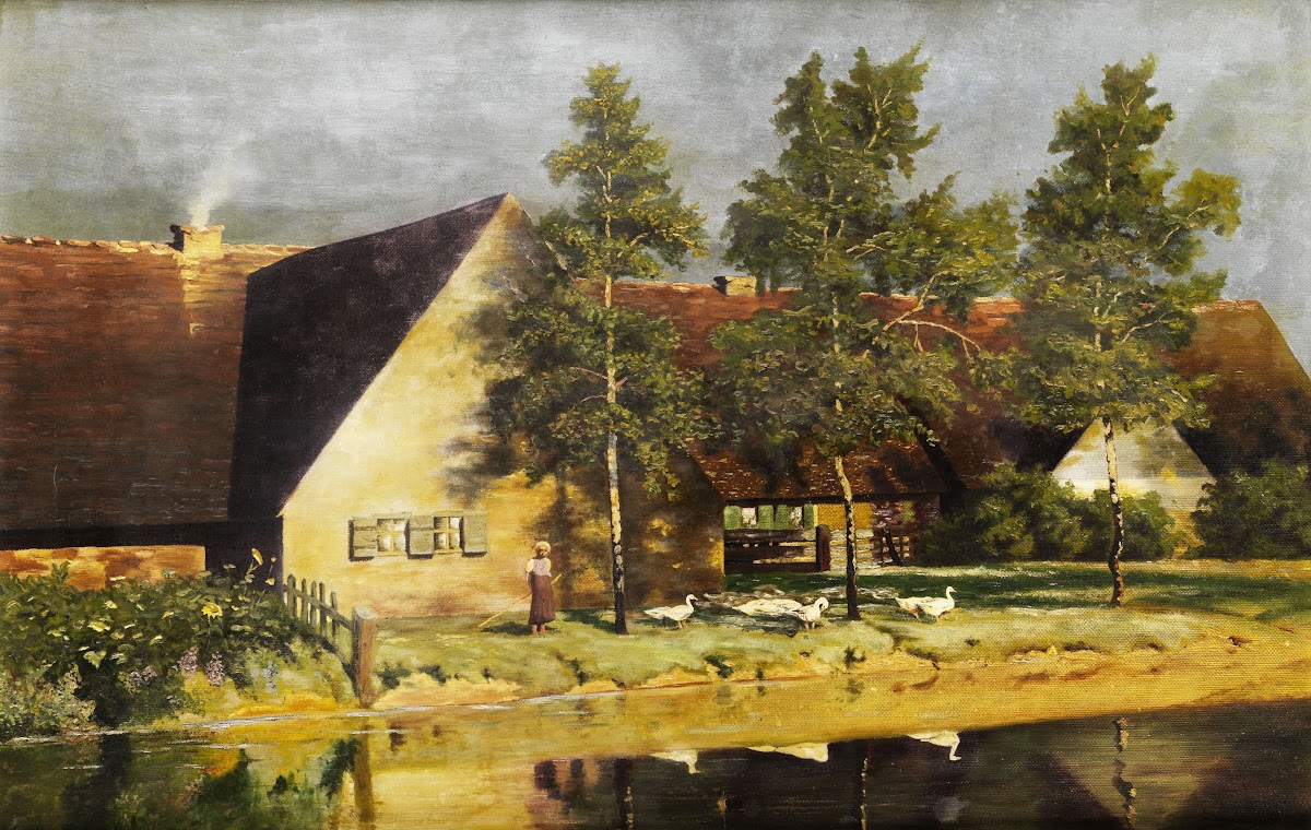 Gänsehirtin am Ufer