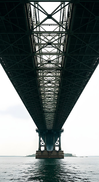 Dramatic Low Angle View Upwards Under Massive Steel Bridge Structure and Supports - Free mobile Wallpaper